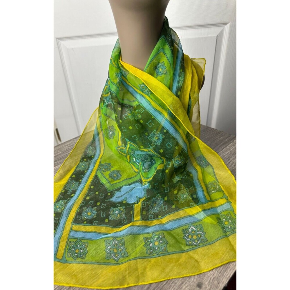 Women's Scarf Silk Blend Hand Painted & Rolled Made in Japan Dry Clean 46" x 15"